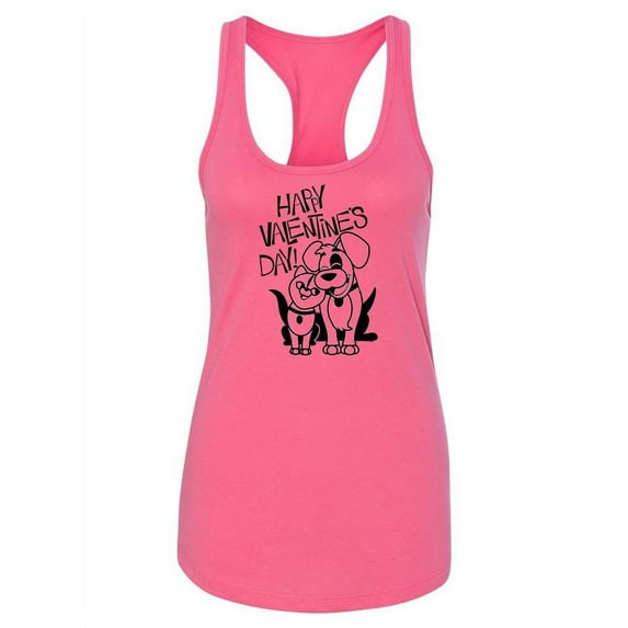 Valentines Dog And Cat Design Tank Women -Image by Shutterstock, Female Medium
