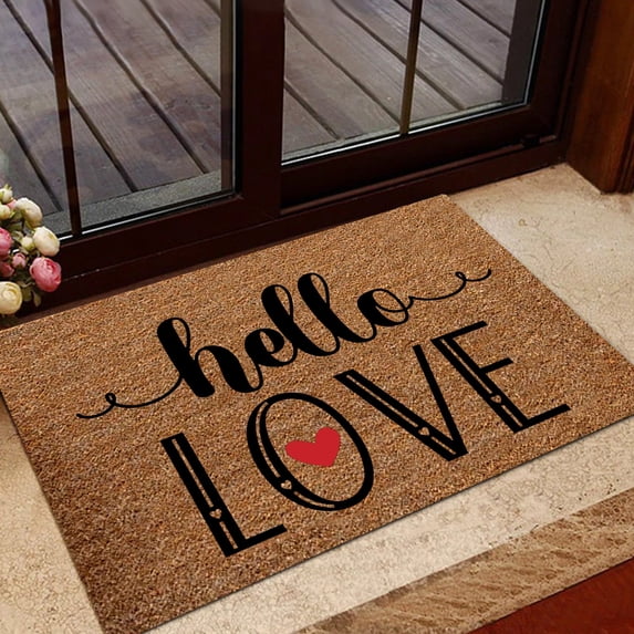 Valentines Door Mat 16 inch x 24 inch Valentines Day Decorations Valentines Day Card Shaped Door Mat Love Heart Front Door Mat Romantic Door Mat Indoor Entrance Welcome Mat for Valentines Day Decor E