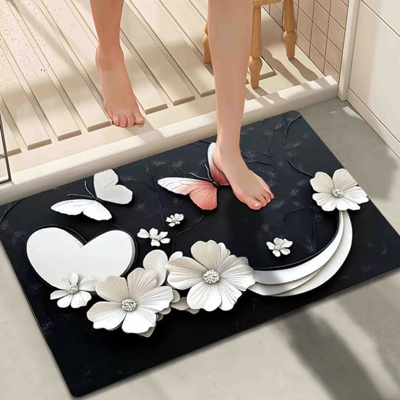 Valentines Door Mat,Valentines Door Mat,Outdoor Front Door Mat,V-alentine's Day Heart And BUtterflies Themed Rug And Winter Hallway Decor Mat Bathroom Non-s Lip Mat(C)
