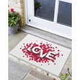 Valentines Doormat Indoor Door Mat, Valentine Rose Petals Love White