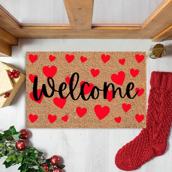 Valentines Doormat Love Heart Doormat Floor Mat Farmhouse Valentine Romantic Home Decor for Front Door Valentine's Day Rugs Valentines Gifts Gift for Women Men 16x24 Inch