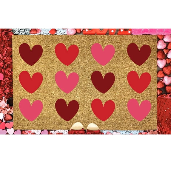 Valentines Doormat Love Heart Doormat Floor Mat Farmhouse Valentine Romantic Home Decor for Front Door Valentine's Day Rugs Valentines Gifts Gift for Women Men 16x24 Inch