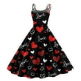 thumbnail image 1 of Valentines Dress for Women Sleeveless Love Heart Print Dresses 2026 Spring A-Line Strapless Cocktail Punk Dress Black 2XL, 1 of 4