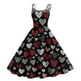 thumbnail image 1 of Valentines Dress for Women Sleeveless Love Heart Print Dresses 2026 Spring A-Line Strapless Cocktail Punk Dress Dark Gray 2XL, 1 of 4