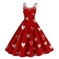 thumbnail image 1 of Valentines Dress for Women Sleeveless Love Heart Print Dresses 2026 Spring A-Line Strapless Cocktail Punk Dress Red S, 1 of 4