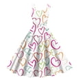 thumbnail image 1 of Valentines Dress for Women Sleeveless Love Heart Print Dresses 2026 Spring Summer A-Line Strapless Cocktail Punk Dress Hot Pink L, 1 of 4