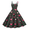 thumbnail image 1 of Valentines Dress for Women Sleeveless Love Heart Print Dresses 2026 Spring Summer A-Line Strapless Cocktail Punk Dress Navy M, 1 of 4