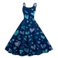 thumbnail image 1 of Valentines Dress for Women Sleeveless Midi Dress Round Neck A-Line Vintage Valentine Heart Print Party Dresses Dark Blue 2XL, 1 of 6