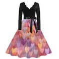 thumbnail image 1 of Valentines Dress for Women with Heart Print and Script Pattern A-line Flared Long Sleeve V-Neck Dress Hot Pink 3XL, 1 of 4