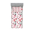 thumbnail image 1 of Valentines Fitted Sheet & Pillow Sham Set, Doodle Style Hearts with Different Designs Romantic Inspirations for Art, Decorative Printed 4 Piece Bedding Decor Set, Twin, Black Red Pink, by Ambesonne, 1 of 3