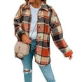 thumbnail image 1 of Christmas Flannel Shirts for Women Casual Plaid Long Sleeve Shackets Jackets Womens Button Down Boyfriend Coats Blouses Shermie, 1 of 3