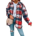 thumbnail image 1 of Christmas Flannel Shirts for Women Casual Plaid Long Sleeve Shackets Jackets Womens Button Down Boyfriend Coats Blouses Shermie, 1 of 3