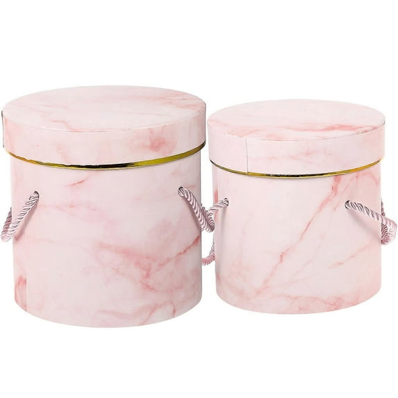Valentines Flowers Box Handheld present Boxes Pink Color Round Cylinder Shape Flower Storage For Couples 2Pcs