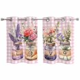 thumbnail image 1 of Valentines Flowers Kitchen Curtains Small Short 39 Inch Length, Watercolor Floral Botanical Pink Plaid Grommet Bedroom Living Room Curtains, Light Filtering Cafe Curtain Drapes 2 Panels Set 55''x39'', 1 of 9
