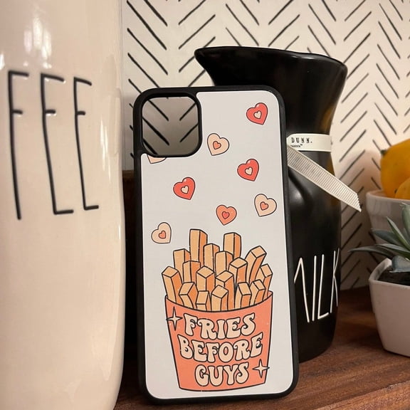 Valentines Fries Before Guys Funny Trendy Phone Case Gift with iPhone 17 to 11 Pro Max