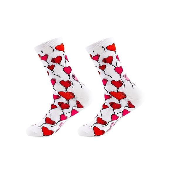 Valentines Fuzzy Socks for Women Stockings Valentines Day Socks Heart Lips Pattern Cotton Crew Socks for Couples Funny Novelty His and Hers Socks for Men 9-12