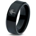 thumbnail image 1 of Black Mens Wedding Band Gamer Valentines Day Tungsten Ring Unique Jewelry 70th Birthday Gift Woman Exotic, 1 of 1