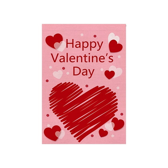 Valentines Garden Flag, Double Sided Garden Flag, Valentines Day Decorations for Garden Party Supplies, Durable Linen Material with Reversible Design and Easy Care