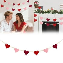 Valentines Garland,Valentines Day Decorations,Wood Bead Garland with Felt Hearts for Valentine Decor,Red and Pink Farmhouse Valentine's Day Banner for Wedding,Anniversary Decorations(1PCS)