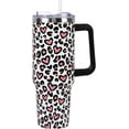 thumbnail image 1 of Valentine''s Gift for Her: 40 oz Pink Leopard Hearts Tumbler with Handle & Straw Lid - Vacuum Insulated, Leak Proof Stainless Steel Coffee Mug Cup, 1 of 6