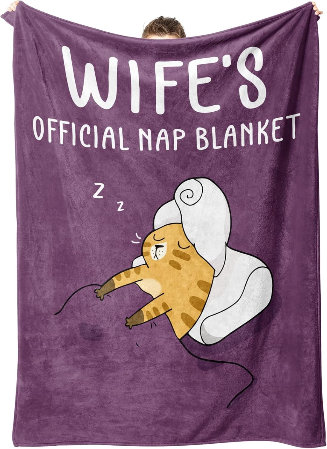 Valentines Gifts for Wife from Husband - Gifts for Her Blanket, Wife Birthday Card, Wedding Anniversary Romantic Gift for Wifey, Mother's Day Present for Her Women 60"X 50"-Purple