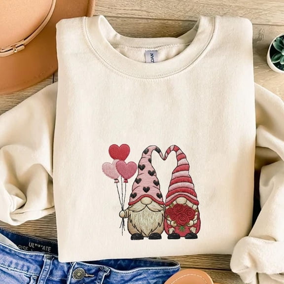 Valentines Gnome Couple Embroidery Design, Valentine's Day Machine Embroidery Patterns, Love Pair Stitch Pattern, Love Design Pes Dst