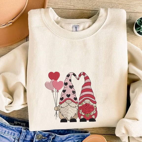 Valentines Gnome Couple Embroidery Design, Valentine's Day Machine Embroidery Patterns, Love Pair Stitch Pattern, Love Design Pes Dst