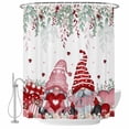 thumbnail image 1 of Valentines Gnomes Shower Curtain, Waterproof Shower Curtains for Bathroom, Eucalyptus Pink Red Love Heart Washable Fabric Bathtub Curtain Set Bath Decor with 12 Hooks 48"x72", 1 of 8
