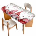 thumbnail image 1 of Valentines Gnomes Table Cloths for 6 Foot Rectangle Tables, Eucalyptus Pink Red Love Heart Patio Waterproof Elastic Fitted Tablecloths, Washable Rectangular Table Cover for Camping, 1 of 8