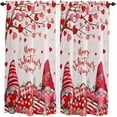 thumbnail image 1 of Valentines Gnomes Window Curtains 63 Inch Length - 2 Panels, Rod Pocket Curtain Panels, Red Love Heart Tree Floral Pink Window Treatment for Bedroom/Kitchen/Bathroom, 42W x 63L Inch, 1 of 5