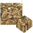 thumbnail image 1 of Valentines Golden Roses Floral Baby Muslin Washcloths Soft Absorbent Face Towel, Spring Burp Cloths Cotton Bath Wipes 5 PCS Infant Wash Cloth for Newborn Boys Girls 12"x12", 1 of 7