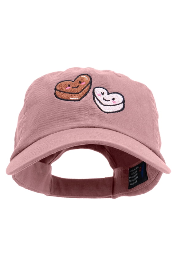 Valentines Heart Chocolate Embroidered Low Profile Dyed Cotton Twill Cap - Lt Pink OSFM