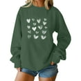 thumbnail image 1 of Valentines Heart Sweatshirts Womens Long Sleeve Cute Graphic Pullover Tops Funny Print Holiday Valentine Day Gifts, 2XL Army Green, 1 of 5