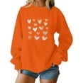 thumbnail image 1 of Valentines Heart Sweatshirts Womens Long Sleeve Cute Graphic Pullover Tops Funny Print Holiday Valentine Day Gifts, M Orange, 1 of 5