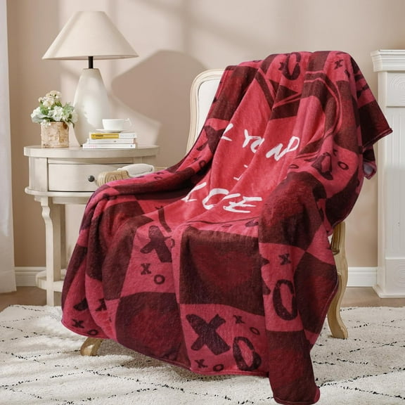 Valentines Heart Throw Blanket for Couch Flannel Fleece Blankets Valentines Day Gifts for Wife Girlfriend