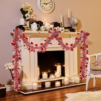 Valentines Heart Tinsel Garland Decorations, Valentines Day Red Metallic Garland Valentine's Day Decorations for Home Indoor Outdoor Wedding Hanging Valentines Day Decor