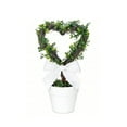 thumbnail image 1 of Valentines Heart Topiary, 8" Hollow-out Heart Shaped Topiary Artificial with Pot, Valentines Day Decorations, UV Resistant Faux Boxwood for Indoor Outdoor Home Porch Office Tabletop Decor(White), 1 of 7