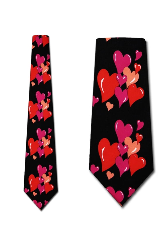 Valentines Hearts Grouped (Black) Ties Mens Necktie