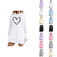 thumbnail image 1 of Valentines Hoodie Dress for Women Fall Winter Long Sleeve Side Slit Hooded Sweatshirt with Pockets Pullover Tops, 1 of 1