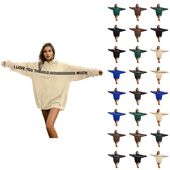 Valentines Hoodies for Men Women 2026 Fashion Long Sleeve Valentines I Love You This Much Sweatshirt with Pockets for Couples