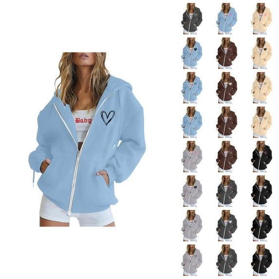 Valentines Hoodies for Women 2025 Y2K Graphic Hoodie Zip Up Hoodie with Pockets Hooded Sweatshirt Women Jacket