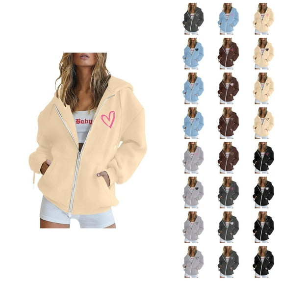 Valentines Hoodies for Women 2025 Y2K Graphic Hoodie Zip Up Hoodie with Pockets Hooded Sweatshirt Women Jacket