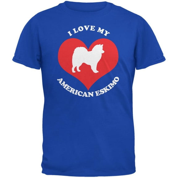 Valentines I Love My American Eskimo Royal Adult T-Shirt - X-Large