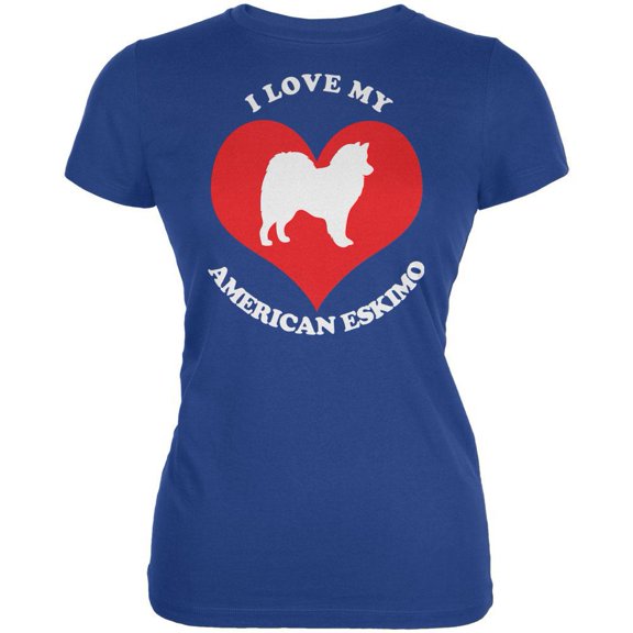 Valentines I Love My American Eskimo Royal Juniors Soft T-Shirt - Medium