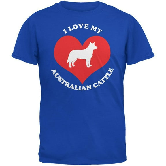 Valentines I Love My Australian Cattle Royal Adult T-Shirt - Large