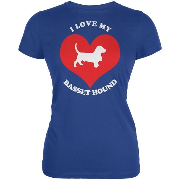 Valentines I Love My Basset Hound Royal Juniors Soft T-Shirt - X-Large