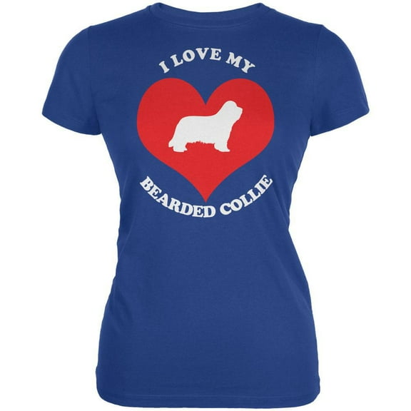 Valentines I Love My Bearded Collie Royal Juniors Soft T-Shirt - Large