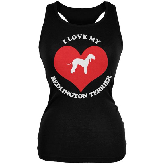 Valentines I Love My Bedlington Terrier Black Juniors Soft Tank Top - 2X-Large