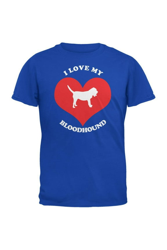 Valentines I Love My Bloodhound Royal Adult T-Shirt - X-Large