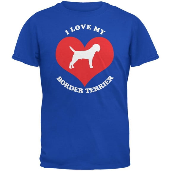 Valentines I Love My Border Terrier Royal Adult T-Shirt - X-Large